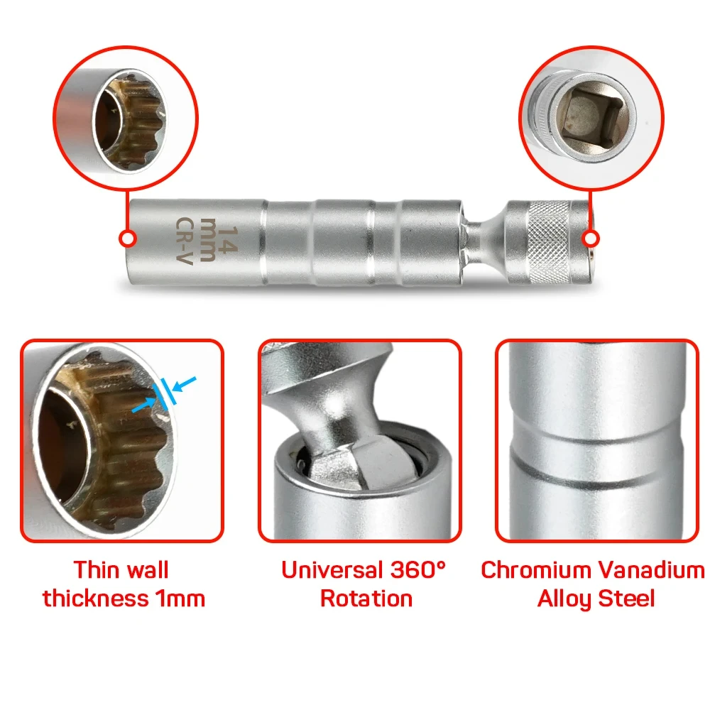 16mm With Magnetic Thin Wall U - Spark Plug Socket Set review and price